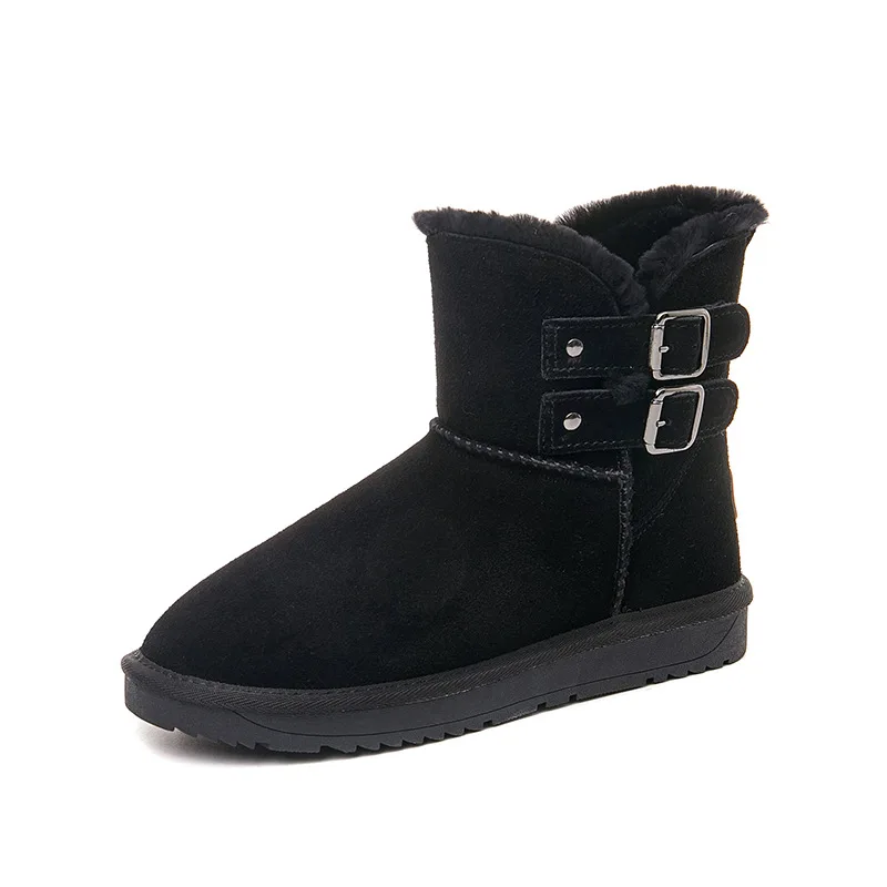 Winter New Women's Plush and Thick Buckle Fashion Comfortable Anti Slip Snow Boots