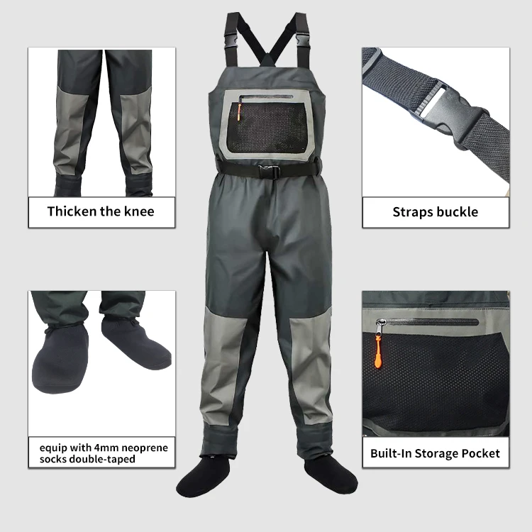 3 Layers Breathable Replaceable Pocket Hunting Fly Fishing Waders