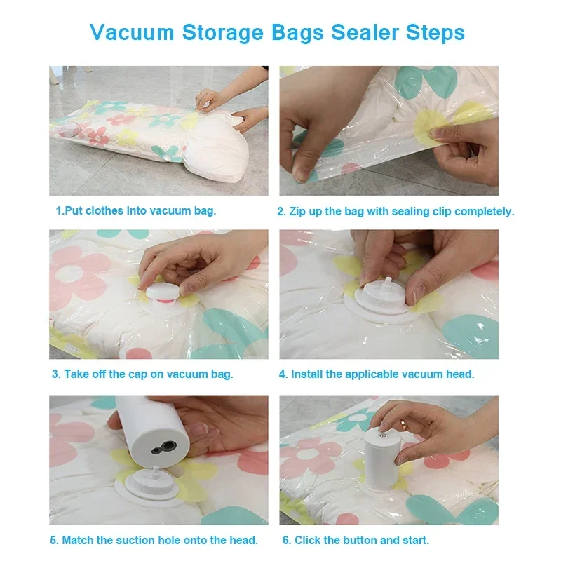 Cordless Electric Vacuum Bag Sealer Pump, Portable USB Charge Vacuum Compression Machine for Food Clothes Storage Bags 5