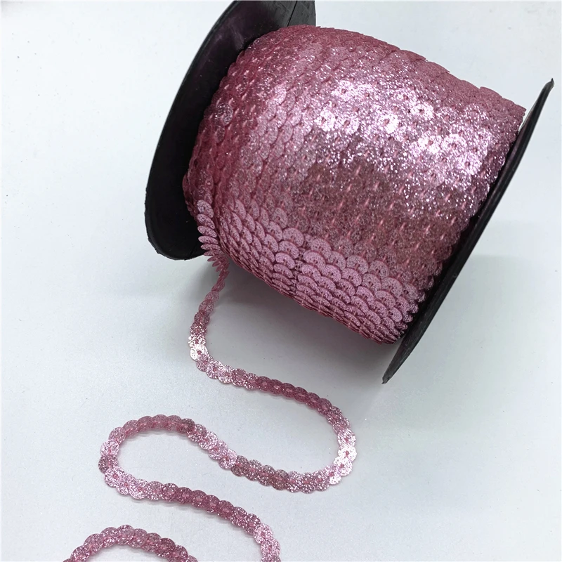 5 Yards/Lot 6 mm Paillettenband, runde, flache Pailletten, Laser-Glitzer-Pailletten für Bastelarbeiten, Nähen, Stoffzubehör, Paillettenbesatz – Detail 23