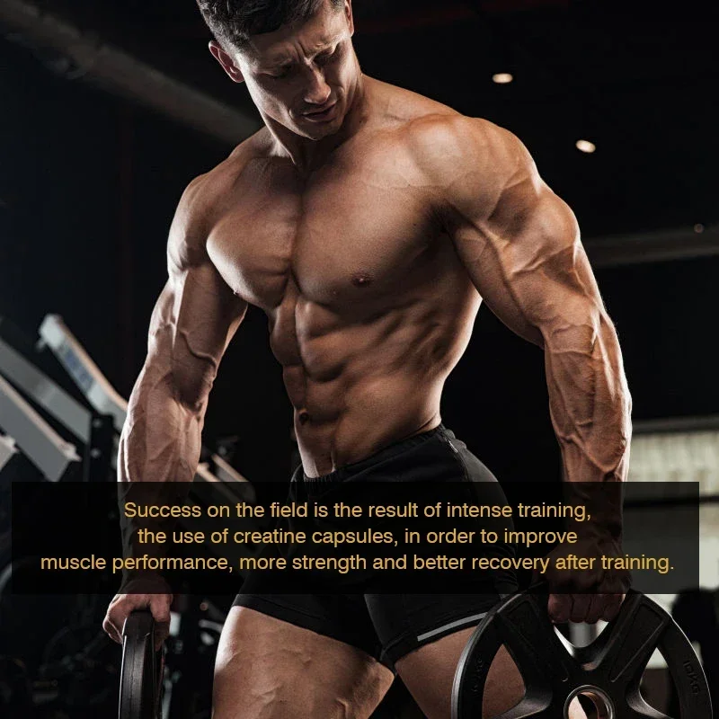Creatine Monohydrate Capsules -Gluten-Free Supplement for Men and Women Vegan Non-GMO,