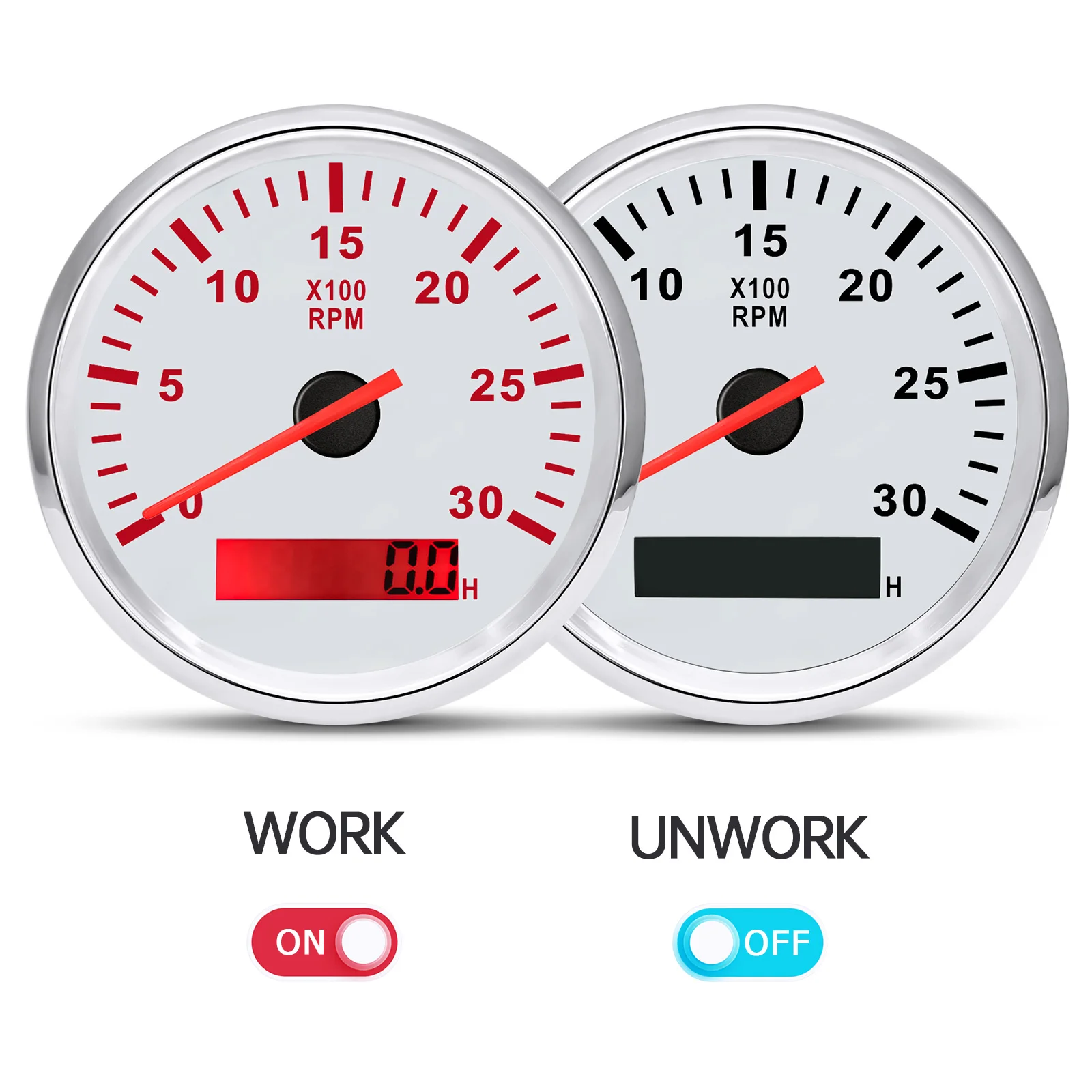 Tachometer Gauge Engine Tachometer Tachometer Meter 85mm Tachometer Tacho Gauge with Digital Hourmeter RPM Sensor Universal For Car Boat