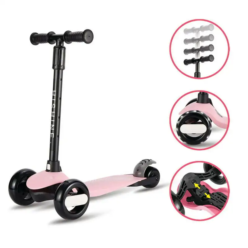 

GlideKick 3-Wheel Foldable Scooter With Lightup Wheels & Extendable T-Bar - Pink