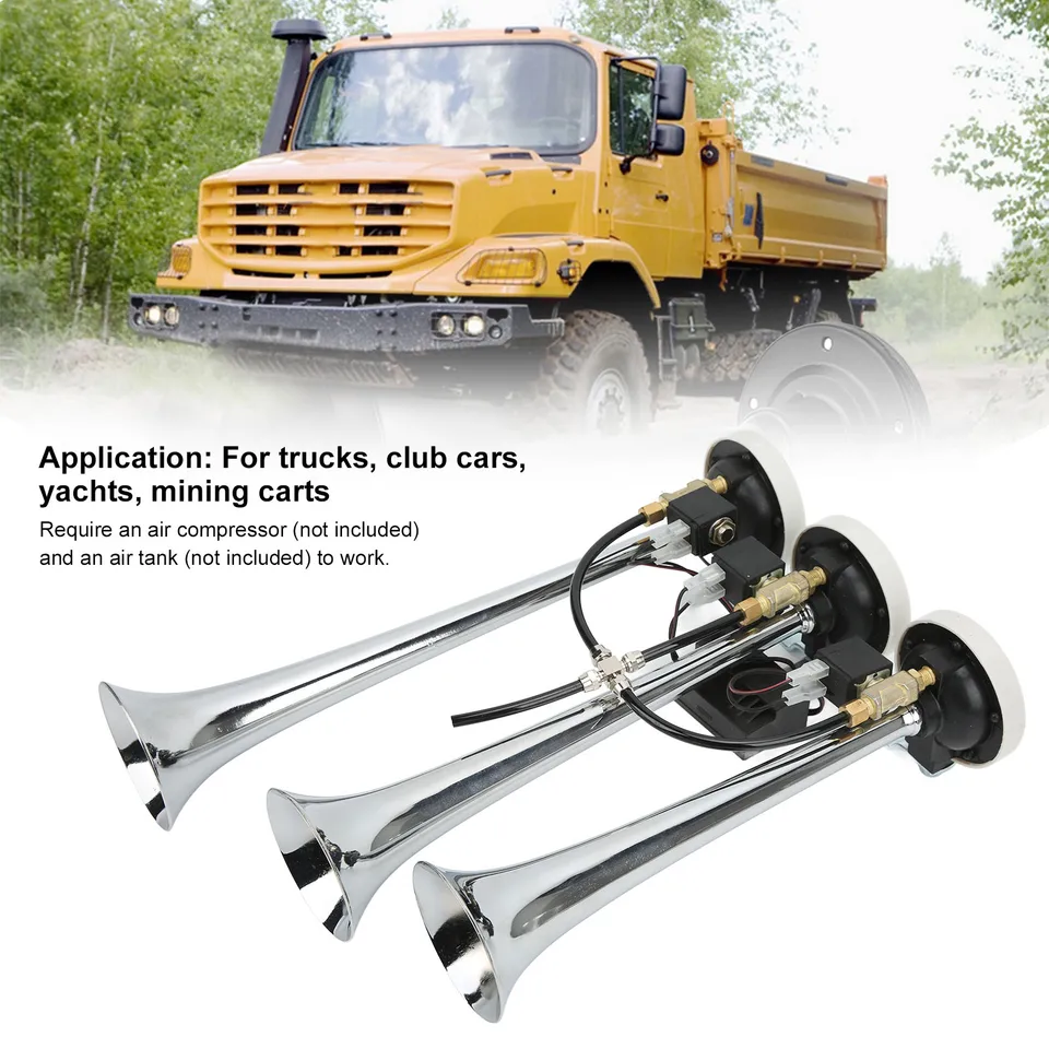 Trompette Simple, Trompette Simple Forte 328DB 12V 30W VXH1112MAR-C Klaxon à Air Universel En Acier Inoxydable Pour Bateaux, Camping-cars, Yachts