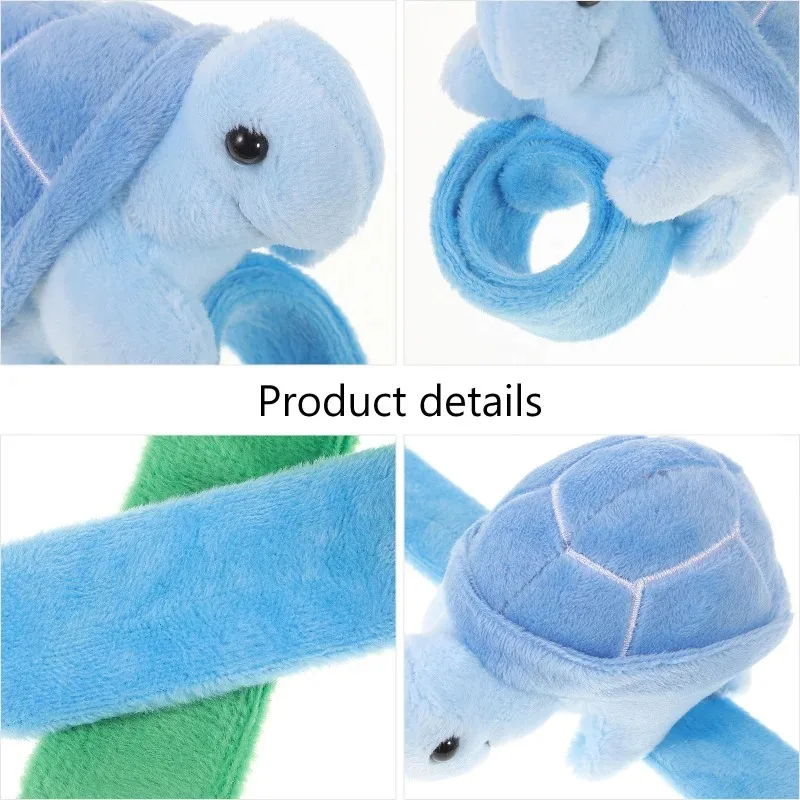 Plush Slap Bracelets Stuffed Animal Turtle Snap Bands Plush Slap Wristband Ocean Theme Party Plush Gifts Fillers Party Favors 6