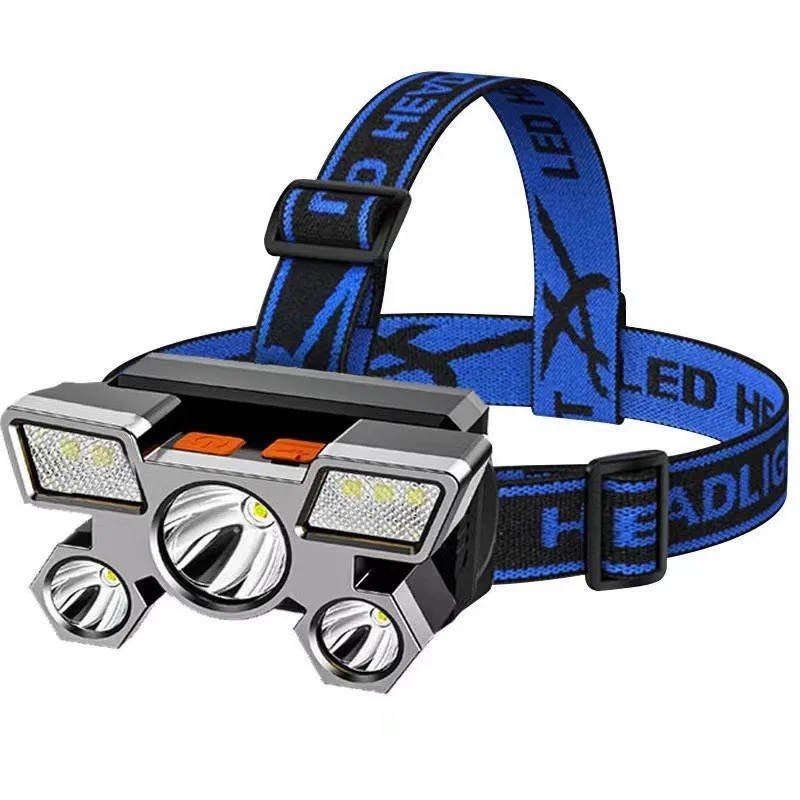 

Strong Light Headlamp Led Five-Headed Aircraft Lamp Usb Rechargeable Small Flashlight Outdoor Miner's Lamp Headlamp