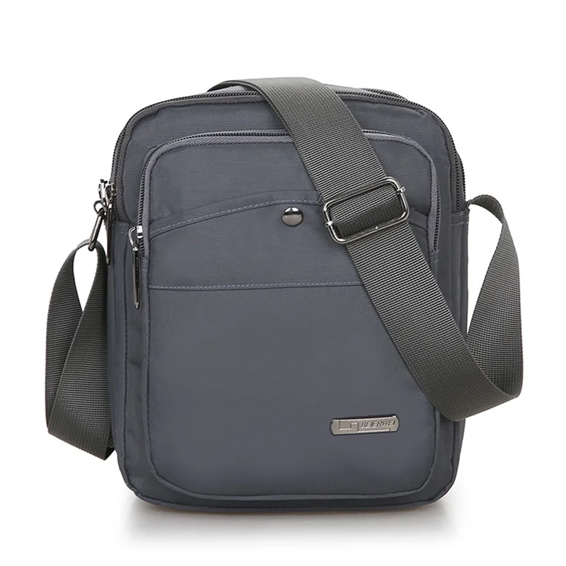Men's Solid Color Oxford Cloth Crossbody Bag with Top Handle Featuring Sewing Thread Detail main image 1