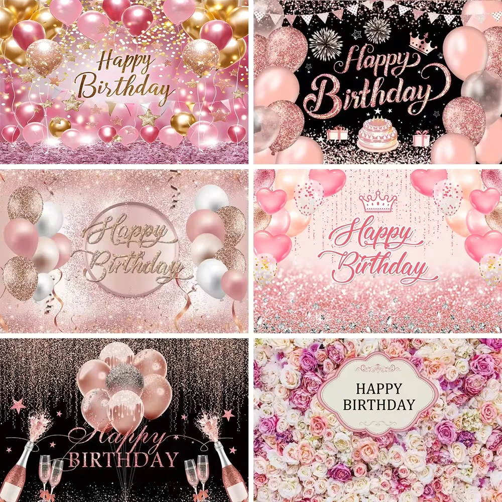 Happy Birthday Banner Backdrop Shiny Diamonds 18th 30th Party Photography Background Custom Poster