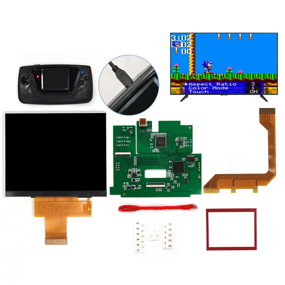 

For Sega GG LCD Highlight Screen Kit 3.5" 640*480 Retro Pixel HD IPS Backlight LCD display For Game Gear Console TV HDMI Output