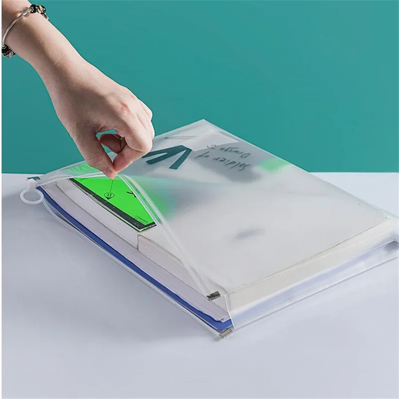B5 A4 A5 A6 Transparent Document Bag Office File Holder School Folder Zipper Pouch Loop Pull Organizer Stationery Desk Storage file bag
