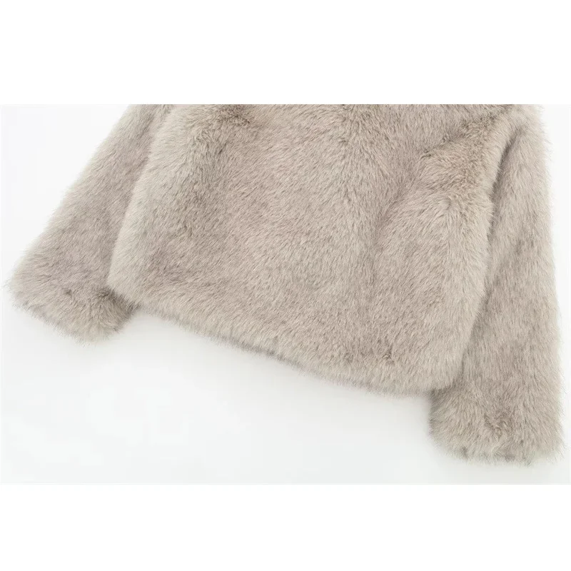 Autumn Winter Thick Warm Faux Fur Jacket Women Loose Fur Coat Lapel Collar Casual Fluffy Fur Overcoat Outerwear Plush Parka