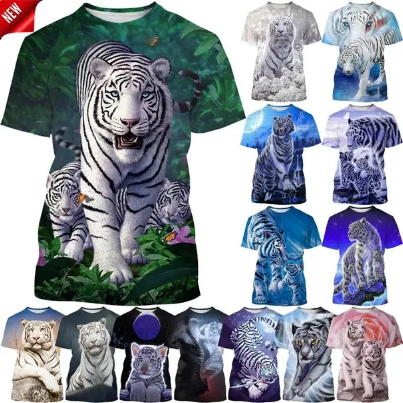 

Animal White Tiger 3D Printing T-shirt Tiger Art Male/Female Casual Shirt Unisex Harajuku Style Street Art All-match T-shirt Y2k