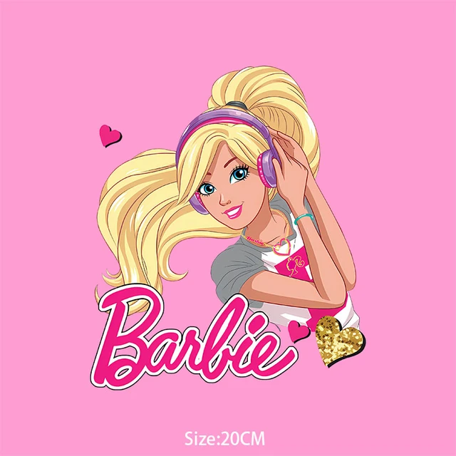 Barbies Patch Iron Transfer Cartoon Anime Pink Patches Kids
