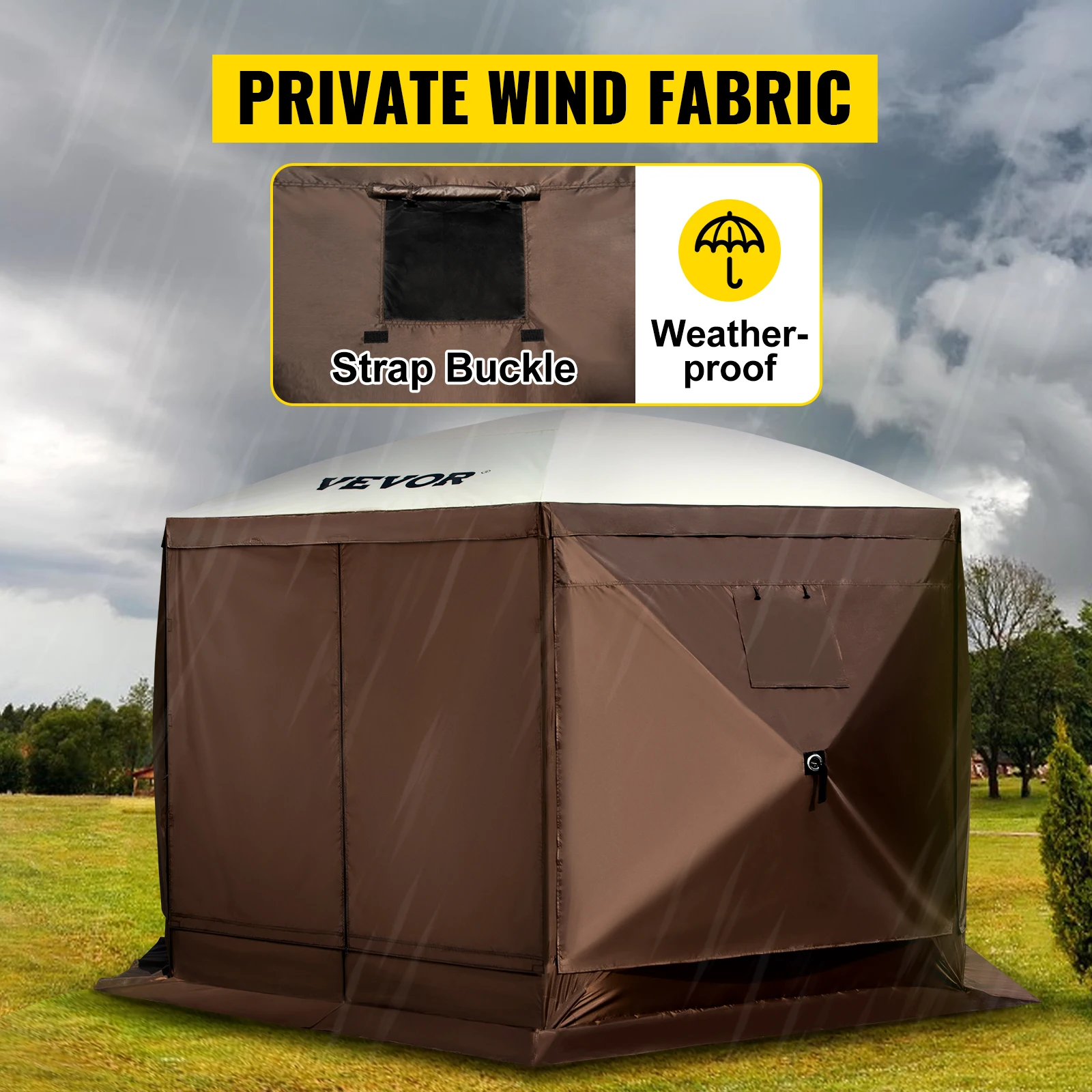 VEVOR Pop-up Camping Gazebo Camping Canopy Shelter 6 Sided 12' x 12' / 10' x 10' Sun Shade Tents & Canopies & Hiking