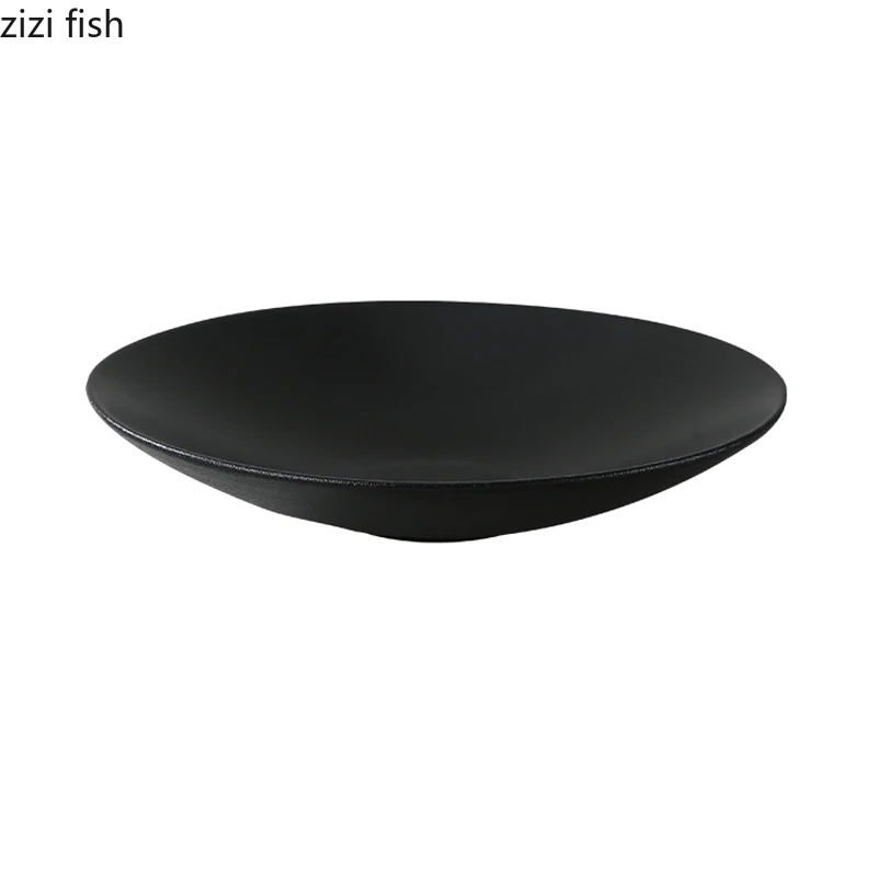 Simple Ceramic Dinner Plates Pasta Sushi Steak Plate Dessert Tray Creative Restaurant Round Solid Color Tableware Cooking Dishes
