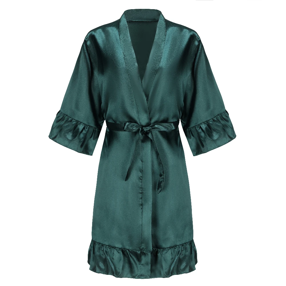 green emerald velvet dress marrysol Mint Bamboo Viscose Robe with Hood main image 1