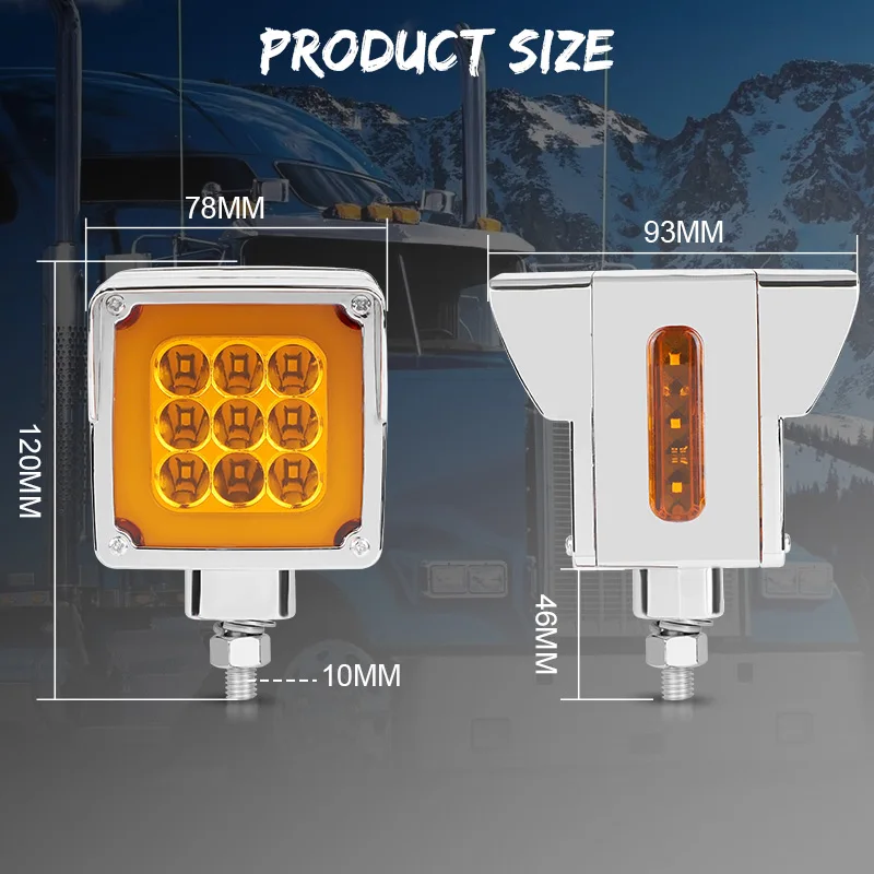 12V Emergency Strobe+Steady Marker Light 3/4" 10x Amber Warning - Foto 2