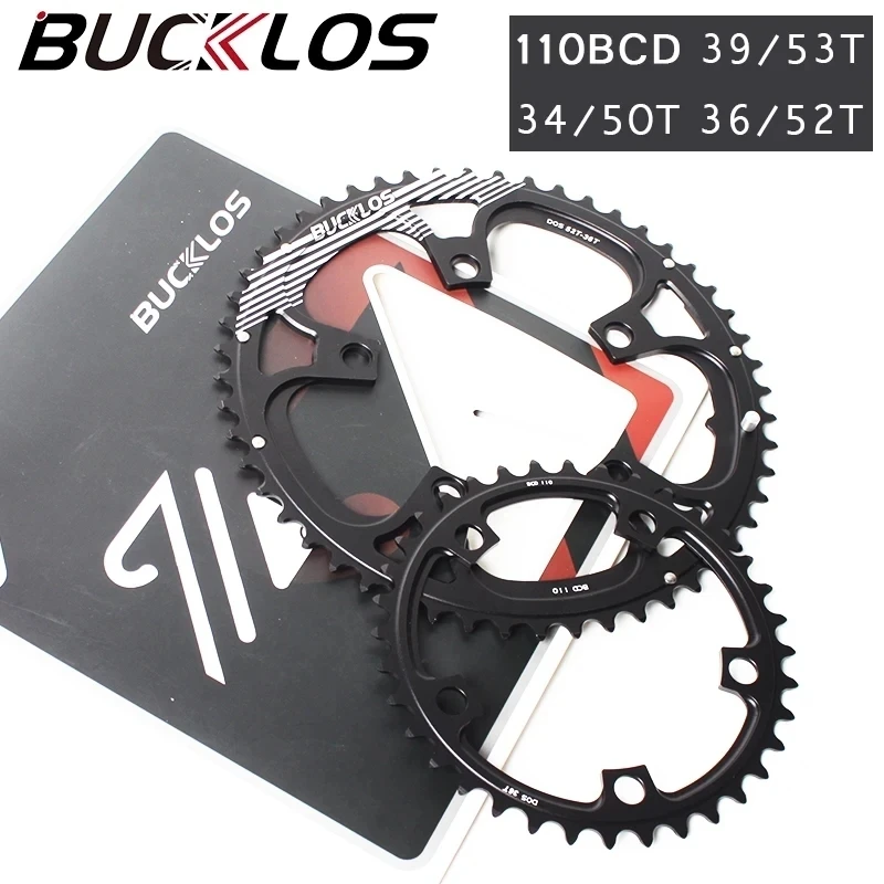 BUCKLOS 110 BCD Chainring Road Bike Double Speed Crown 5 Holes Ultralight Chainring 50/34T 52/36T 53/39T Bicycle Chainwheel