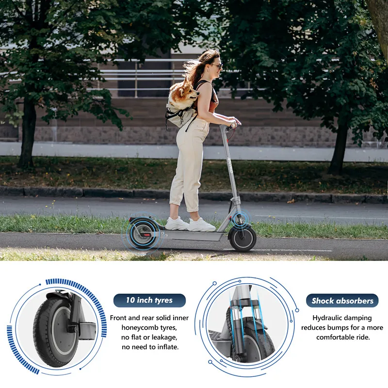 Electric Scooter For Adults With 10inch Solid Tire 500W Motor 35mph Top Speed 25miles Range Dual Suspension 36V 12.5Ah Battery electric scooter