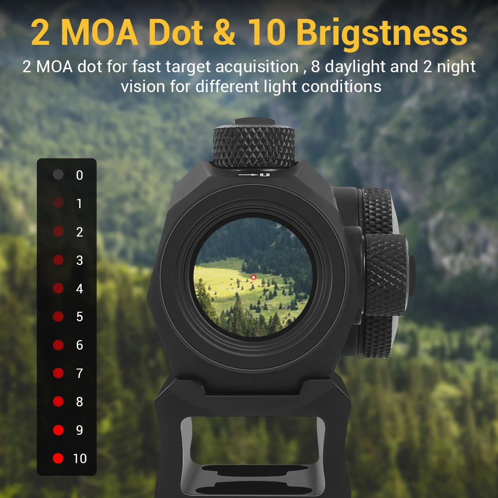Motion Awake Red Dot Sight 2 MOA 1x22mm Compact Red Dot Scope Hunting Optical Sight for 20mm Rail Airsoft Rifle Scope Gun Sights