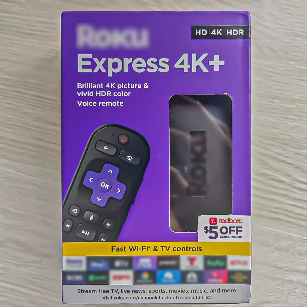 אקספרס 4K+ מקורי |   מכשיר סטרימינג נייד של Roku 4K/HDR, שלט רחוק קולי של Roku, טלוויזיה חינמית וטלוויזיה בשידור חי (הכל חדש)