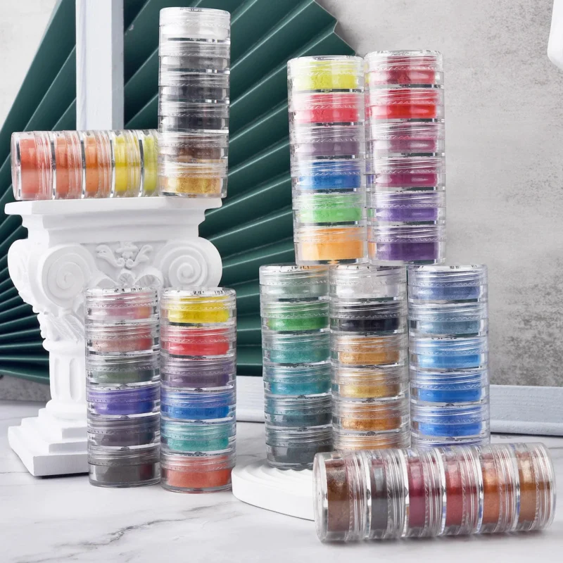 Pearlescent Powder Pigment Mica Powder Pigment Epoxy Resin Pigment 6 Colors/Set Resin Pigment Dye DIY Epoxy Resin Jewelry Making Nail Art Decor Makeup