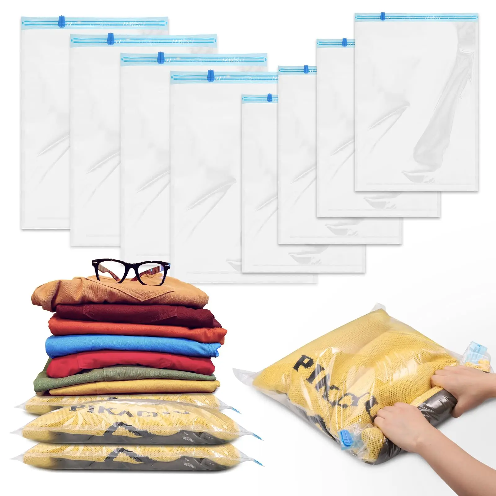 30 Pack Travel Storage Bag Hand Roll up Compression Vacuum Bags for Travel Camping Essentials,Luggage Packing Clothes Organizer