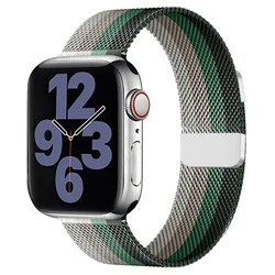 Elegant Metal Milanese Apple Watch Band - Ultra Sleek Design - 42 44 45 49 - S11 46MM (Green Black White)
