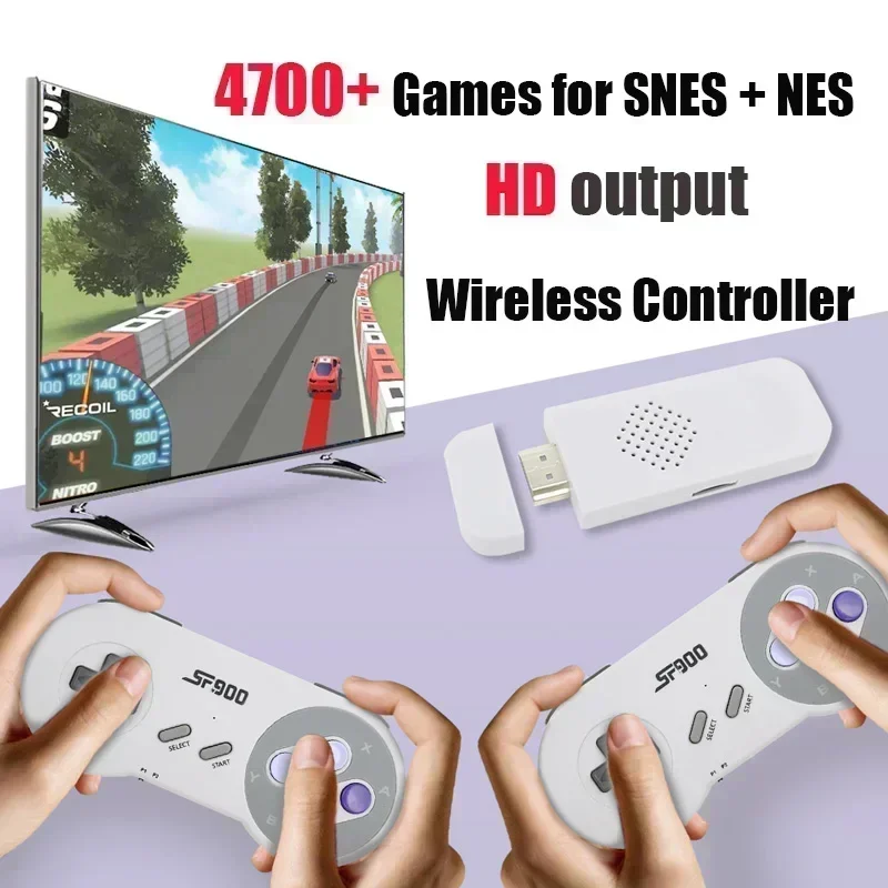 슈퍼 닌텐도 게임 스틱 5000 레트로 게임용, NES SNES 무선 컨트롤러용 HD 비디오 게임 콘솔, SF900 콘솔, 16 비트