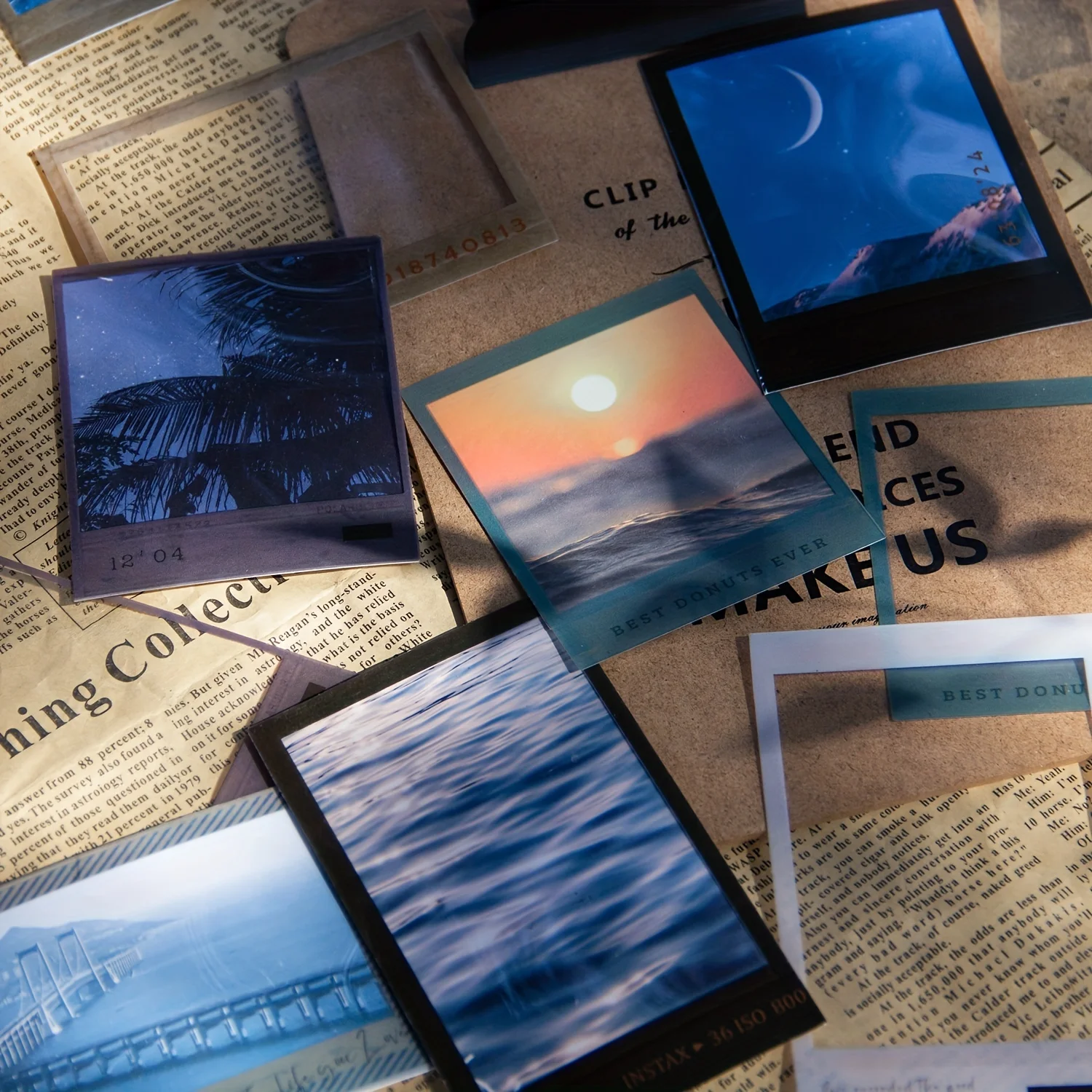 

16pcs PET Film Camera Frame Photo Material Paper for Scrapbooking Journaling Collage DIY Photos Card