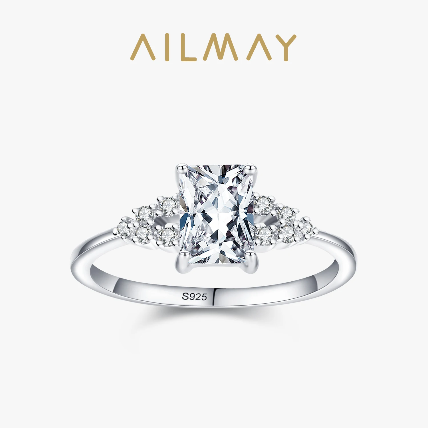 Silver Rings Ailmay 925 Sterling Silver Wedding Ring Fashion Luxury Cubic Zirconia Ring For Women