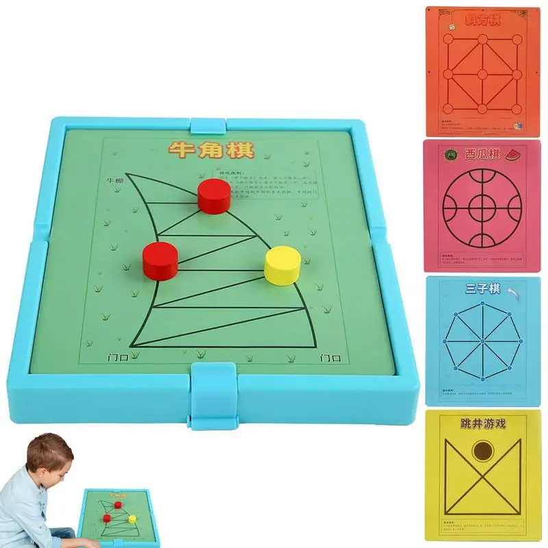 

5 In 1 Game With Chess 3 In 1 Chess Board Game For Adults And Kids Compact Educational Montessori Board Game For Kids Birthday