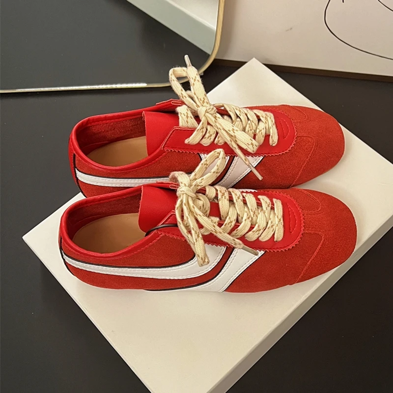 German Training Shoes Women New Genuine Leather Women Sneakers Flat Lace-up Retro Large Size Forrest Gump Shoes women shoes casual sneakers women sneakers