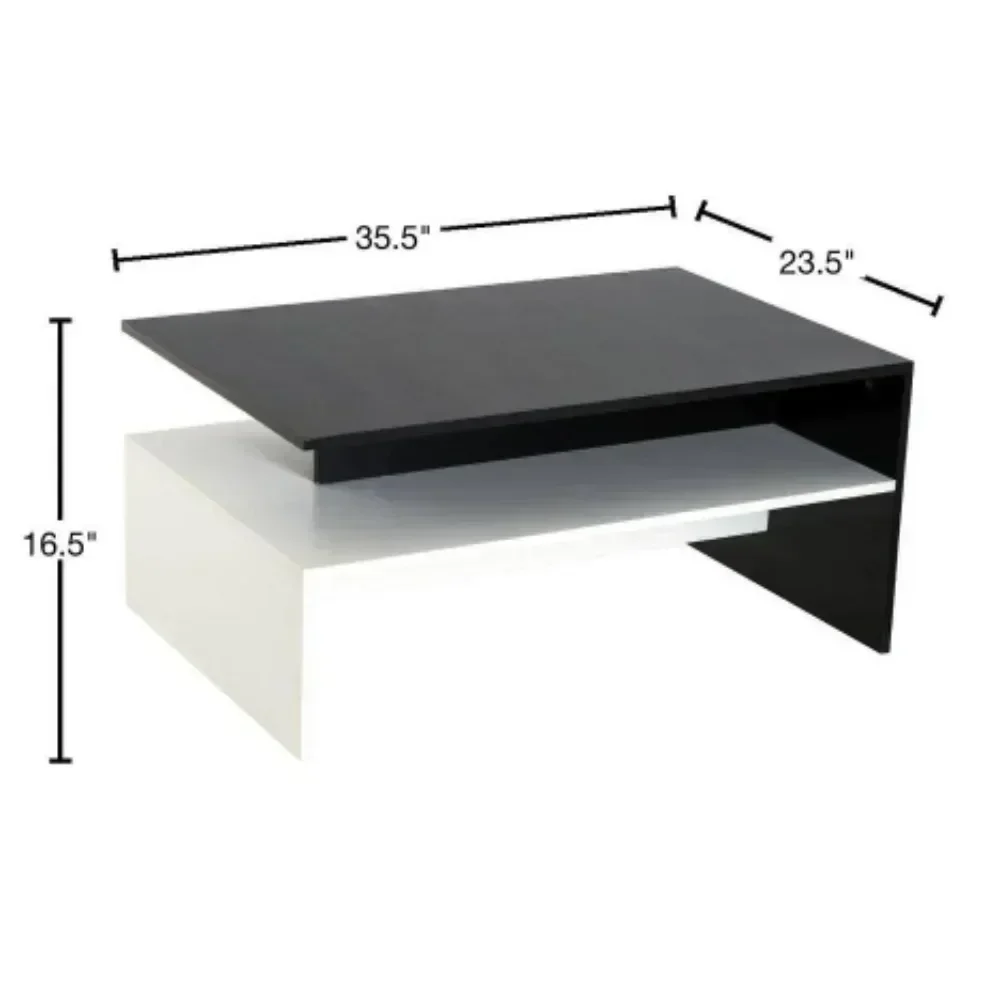 Modern Gloss Lacquer Coffee Table, Black/White 3