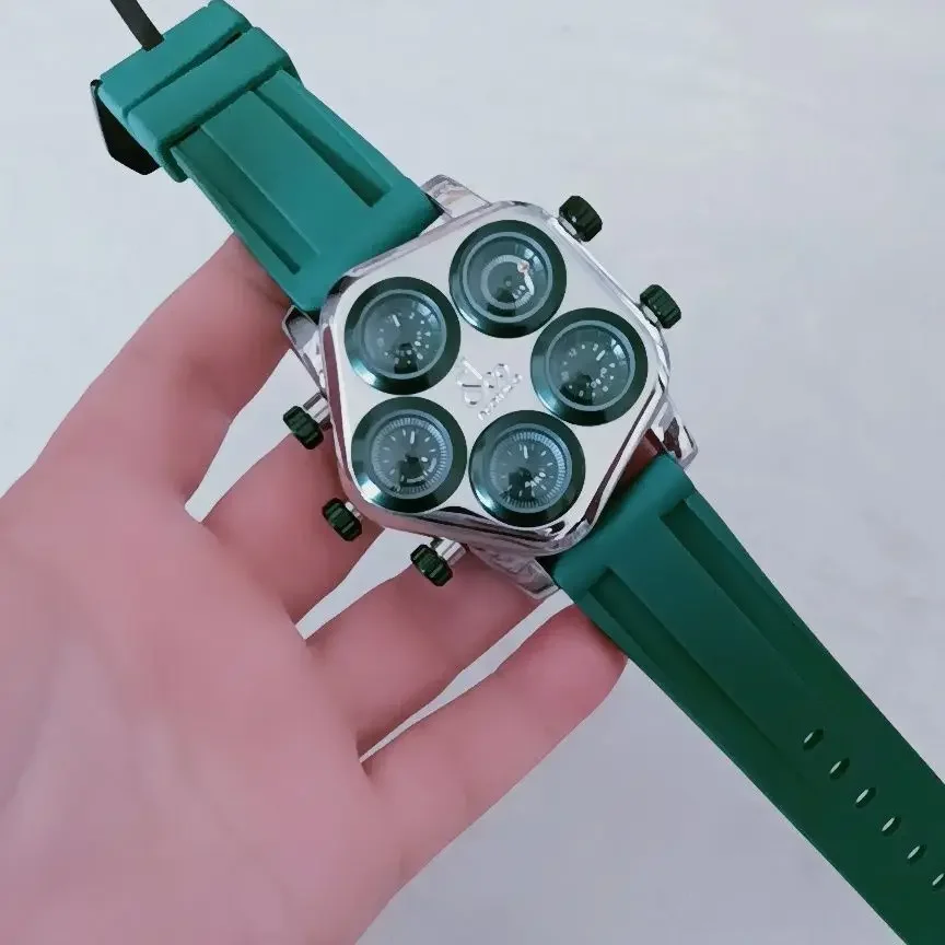 Multi-Time Zone Quartz Large Plate Couple Internet Celebrity Silicone Band Boys and Girls Watch Trendy Fashion  Watch