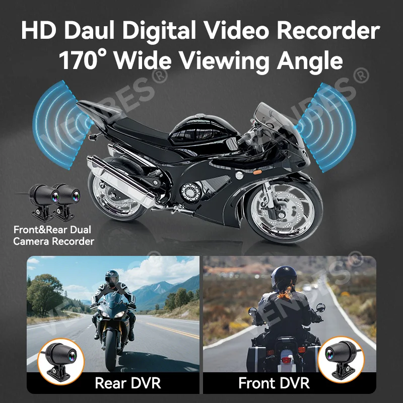 VENBES Motorcycle Carplay Screen Android Auto Carplay 7 inch Waterproof Bluetooth Daul DVR GPS Navigation