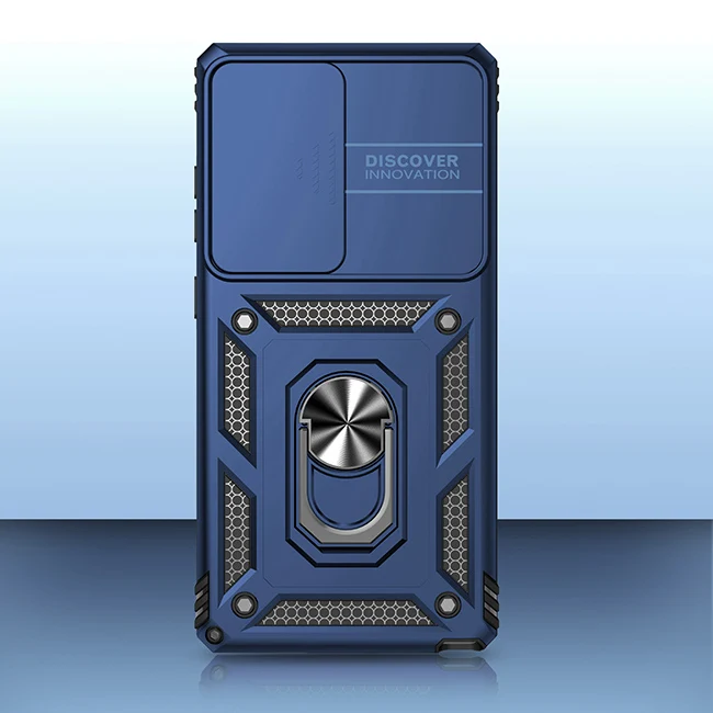 Protective Case with Slide Lens Cover and Rotating Ring Stand