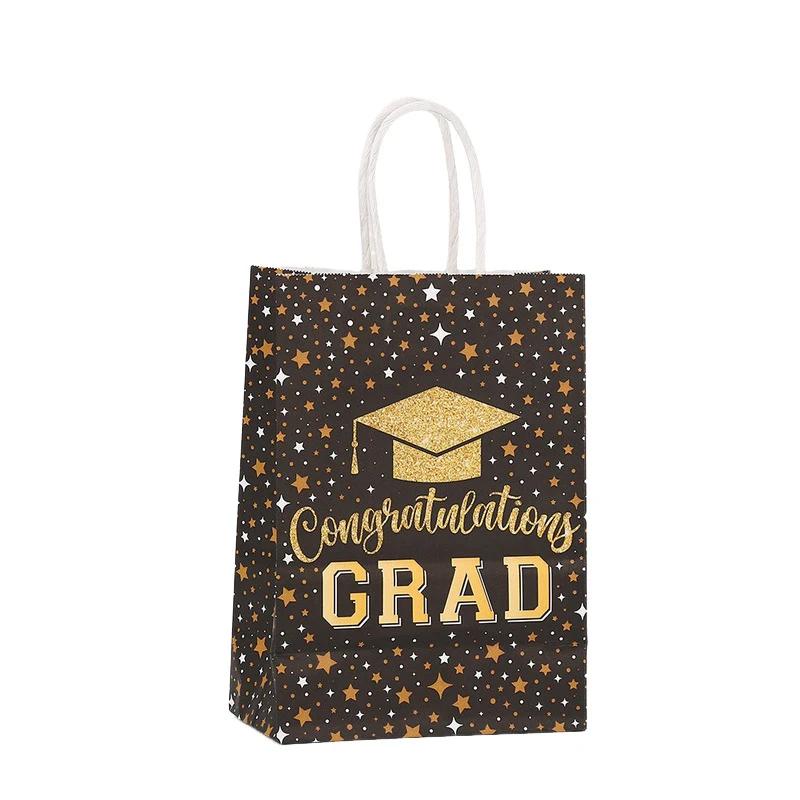 Graduation Kraft Paper Gift Tote Bags Set