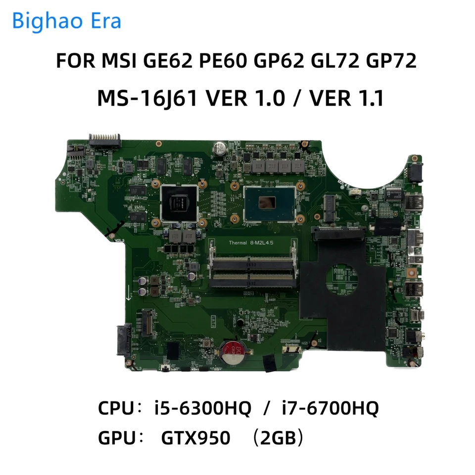 MS-16J61 UNTUK MSI GE62 PE60 GP62 GL72 GP72 Motherboard Laptop