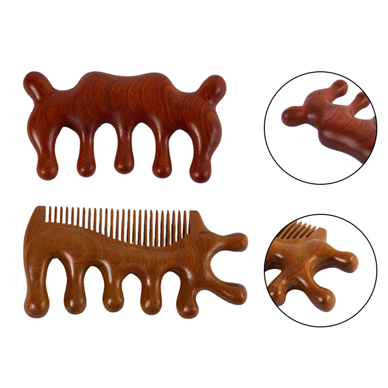 

Body Meridian Massage Comb Sandalwood Five Wide Tooth Comb Acupuncture Therapy Blood Circulation Anti-static Smooth Hair