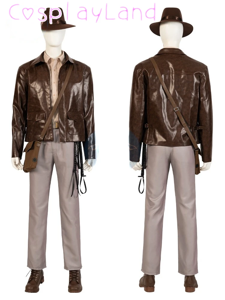 2023 Indiana Dr. Jones Costume Cosplay Adventurer Indy Outfit Con Accessori Per Cappelli Halloween Carnival Men Suit Jacket Shirt