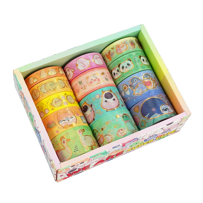 

13Pcs Gold Foil Washi Tape Set Cute Animals Decorative Adhesive Tape Journal Supplies Washitape Kawaii Stationery Masking Tape