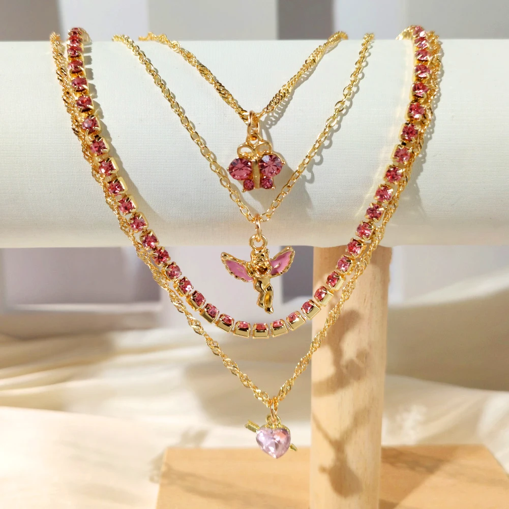 

10Pcs Fine Shiny Crystal Butterfly Heart Charm Alloy Angel Fashion Pendants For Jewelry Making DIY Necklace Earrings Accessories