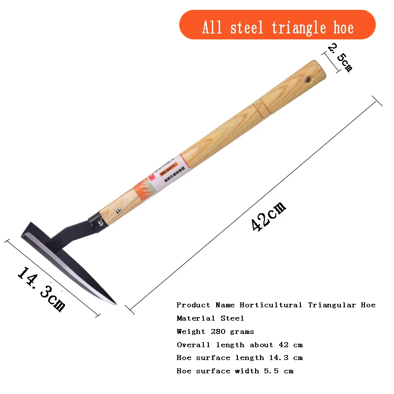 Small triangular hoe garden tool archaeological excavation with shovel tool weeding planting flowers and vegetables 3