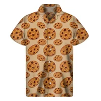 Chocolate Donuts Cookies 3D Print Shirt For Men Summer Hawaiian Shirts Tops Street Lapel Aloha Blouse Button Short Sleeves 2