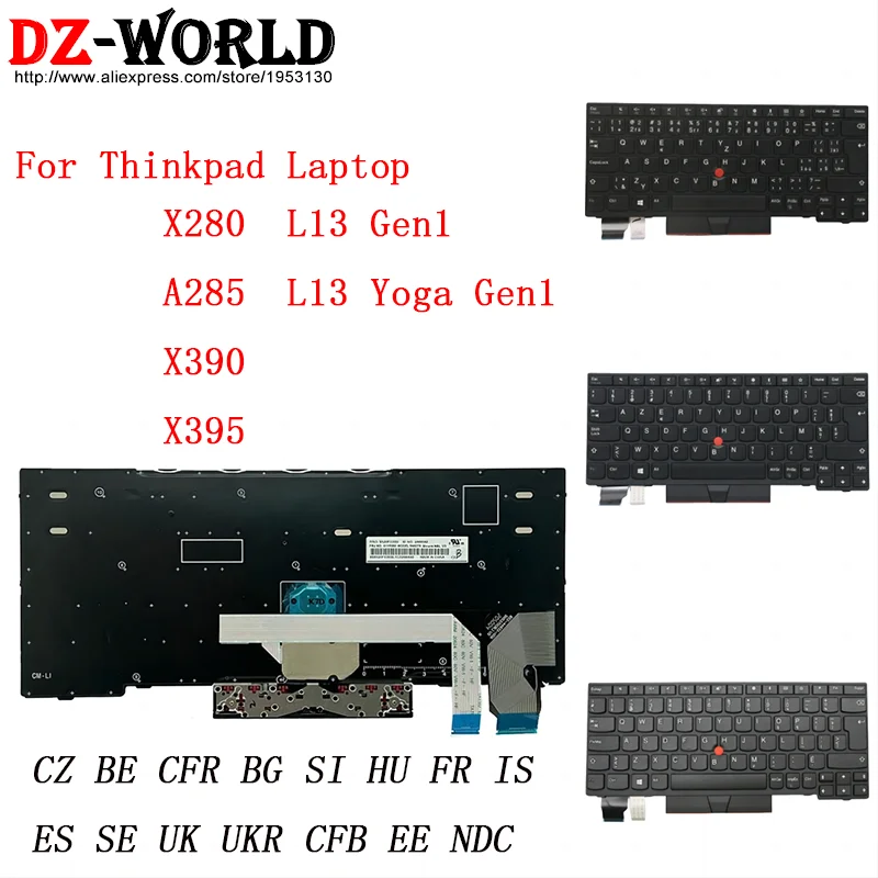 UK SPA FR Black Keyboard For Lenovo Thinkpad X280 A285 X390 X395