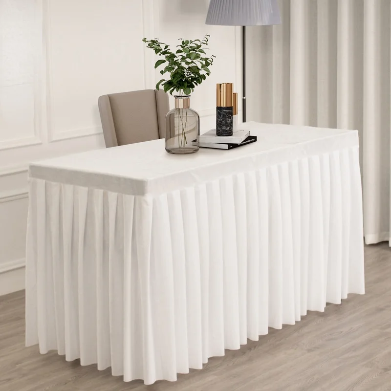 Fashion Table Skirt Rectangular Tablecloth Conference Room Exhibition Flannelette Desk Cover Wedding Home Hotel Decor