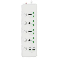 Universal Power Strip with USB - C Ports & Surge Protection, 1.9M Extension Cord - 4 Sockets - white (3 pin US plug)