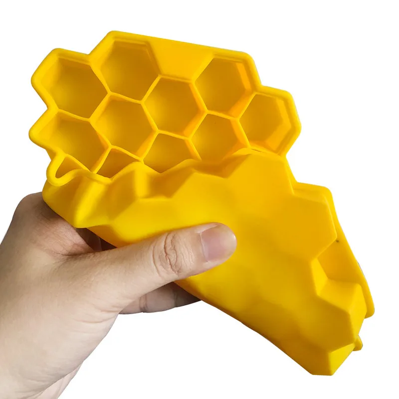 Thickened Honeycomb Ice Cube Tray Reusable Silicone Ice Cube Mold BPA Free Maker with Removable Lid Easy Release Cubes