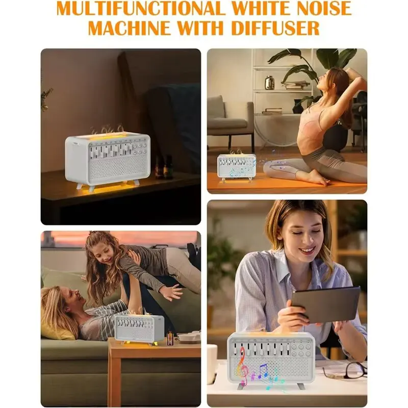 4 in 1 HIFI Bluetooth Speaker LED White Noise Speaker White Noise Sleep Aid Night Light Humidifier Machine with 8 Nature Sounds